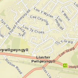 Llanfairpwllgwyngyll Street Map