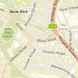 Spon End, opp Albany Road, Coventry, West Midlands Street Map