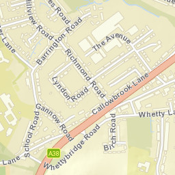 A38, Rubery, Birmingham, Worcestershire Street Map