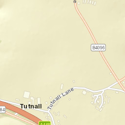 Tutnall Lane, Bromsgrove, Worcestershire Street Map