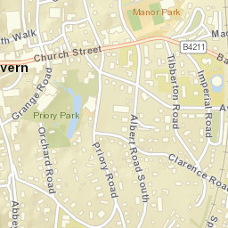 Great Malvern Street Map