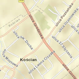 Kościan Street Map
