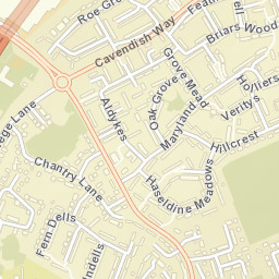 16 Bishops Rise, Hatfield, Hertfordshire AL10, UK Street Map