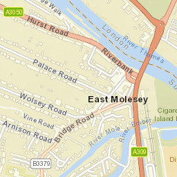 Hampton Court, Hampton Court Palace (KT8) (Stop F), East Mole Street Map