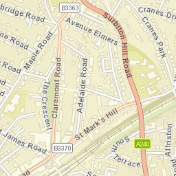 B3370, Surbiton, Greater London KT6, UK Street Map