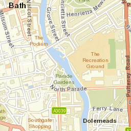 Bath City Centre, Orange Grove (E-bound), Bath, Bath and Nort Street Map