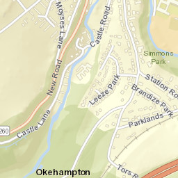 Castle Lane, Okehampton, Devon EX20, UK Street Map