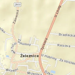 Železnice Street Map