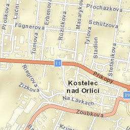 Kostelec nad Orlicí Street Map