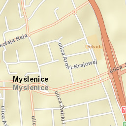 Powiat myślenicki Street Map
