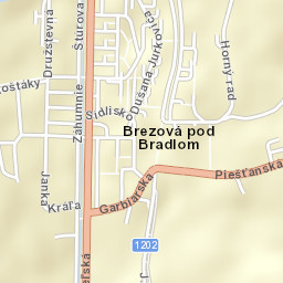 Brezová pod Bradlom Street Map
