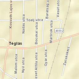 Téglás Street Map