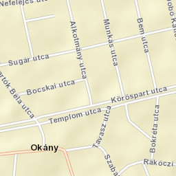 Okány Street Map