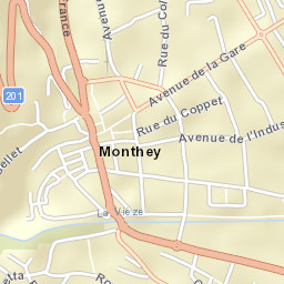 Monthey Street Map