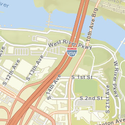 10th Avenue Bridge, Mississippi National River and Recreation Street Map