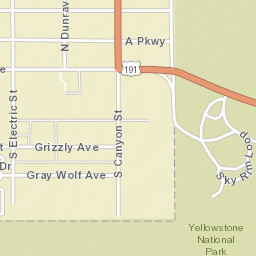 U.S. 191, Yellowstone National Park, West Yellowstone, Mt 597 Street Map