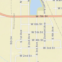 400-498 W 6th St Woonsocket SD Street Map