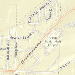 Akron New York Street Map