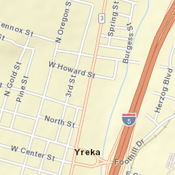 Yreka California Street Map