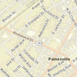 Painesville Ohio Street Map