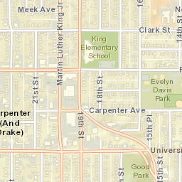 Keosauqua Way & University Avenue, Des Moines Street Map