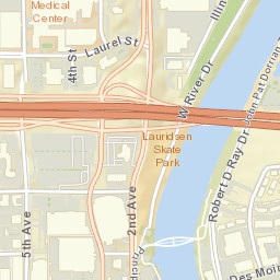 East Village, Des Moines, IA, USA Street Map