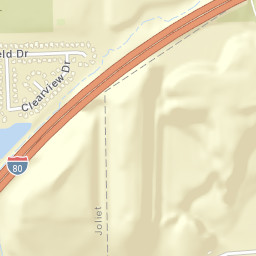 Interstate 80, Illinois and Michigan Canal, Joliet Street Map