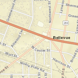 Bellevue Ohio Street Map