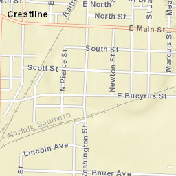 Crestline Ohio Street Map