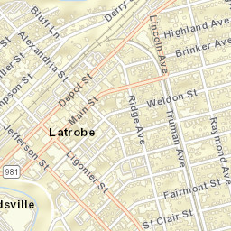 Derry St Latrobe, Pennsylvania Street Map