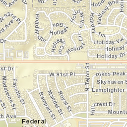 1920-1960 Holiday Crescent Federal Heights CO Street Map
