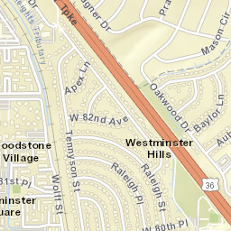 Westminster Hills Colorado Street Map