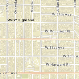 3330-3336 W 35th Ave Denver CO Street Map