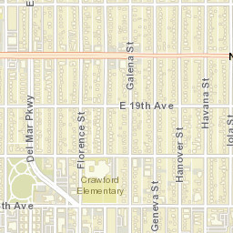 10100-10198 E 17th Ave Aurora CO Street Map