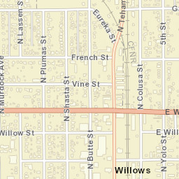 Willows California Street Map