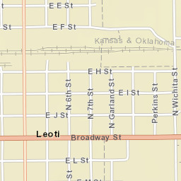 Broadway Street, Leoti, KS 67861, USA Street Map