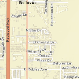 Bellevue California Street Map