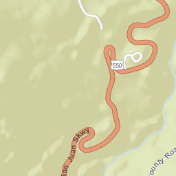 Million Dollar Highway, Uncompahgre National Forest, Ridgway, Street Map