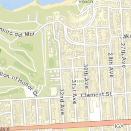 3450-3698 Clement Street San Francisco Street Map