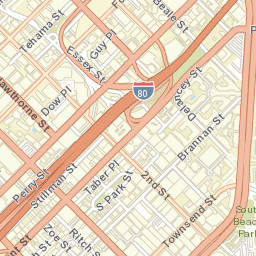 2nd St & Brannan St, San Francisco Street Map