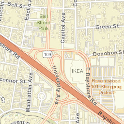 University Ave & U.S. 101, East Palo Alto, CA Street Map
