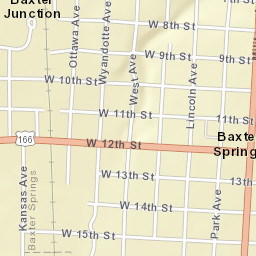 101-199 West 10th Street, Baxter Springs Street Map