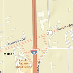 East Malone Avenue & Highway 62 & Interstate 55, Mine Street Map