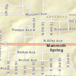 Mammoth Spring Arkansas Street Map