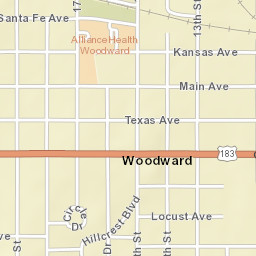 1800-1850 Oak Ave Woodward OK Street Map