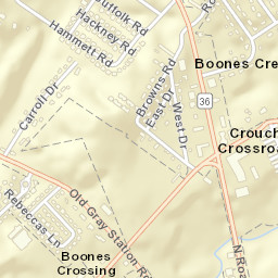 Boones Creek Tennessee Street Map
