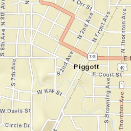Piggott Arkansas Street Map