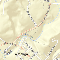 Watauga Tennessee Street Map