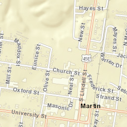 Martin Tennessee Street Map