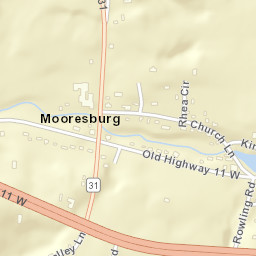 Mooresburg Tennessee Street Map